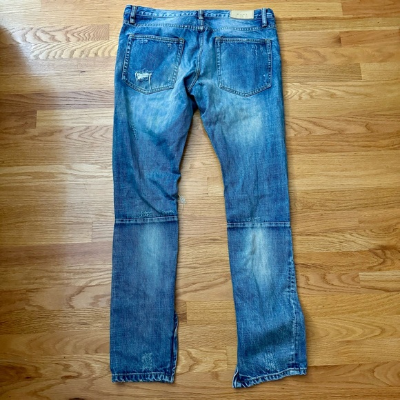 MNML Skinny Fit Heavily Distressed Zip Ankle Jeans 100% Cotton - Picture 5 of 7